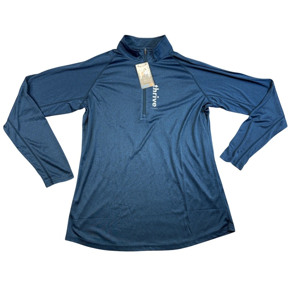 Landway Active-Dry Thrive Mens 2X Blue Heather Quarter Zip‎ Pullover Long Sleeve